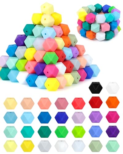 FIVEIZERO sechseckige Silikonperlen, 30 Farben, 14 mm, Silikonperlen für Schlüsselanhänger, Schlüsselbänder, Schlüsselanhänger und Bastelprojekte, Premium-Silikon-Perlen-Set für Heimwerker, 90 Stück FIVEIZERO sechseckige Silikonperlen, 30 Farben, 14 mm, Silikonperlen für Schlüsselanhänger, Schlüsselbänder, Schlüsselanhänger und Bastelprojekte, Premium-Silikon-Perlen-Set für Heimwerker, 90 Stück von FIVEIZERO