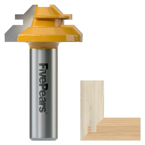 FivePears 45-Grad-Gehrungsfräser-Bit, 1,27 cm Schaft-Fräser-Bit, für 0,95 cm Schnitthöhe, Holzverriegelung, 45-Grad-Gehrungsgelenk-Fräser-Bit, Hartmetallbestückte Fräswerkzeuge für Holzbearbeitung. von FIVEPEARS
