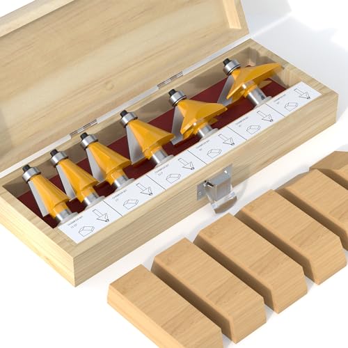 FivePears 6-teiliges Fasenfräsen-Set, 1/2 Zoll Schaft, Kantenformung, Schräghartmetallbestückter Fräsbohrer mit Lager, Gehrungswinkelfräser, einschließlich 11,25, 15, 22,5, 30, 45, 60 Grad FivePears 6-teiliges Fasenfräsen-Set, 1/2 Zoll Schaft, Kantenformung, Schräghartmetallbestückter Fräsbohrer mit Lager, Gehrungswinkelfräser, einschließlich 11,25, 15, 22,5, 30, 45, 60 Grad von FIVEPEARS