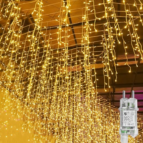 FIVMEN Lichterkette 15M 600LED Lichtervorhang Außen Innen Strom Lichterkette Vorhang mit EU Stecker und 8 Modi Lichtvorhang Eisregen Weihnachtsbeleuchtung Weihnachtsdeko, Warmweiß FIVMEN Lichterkette 15M 600LED Lichtervorhang Außen Innen Strom Lichterkette Vorhang mit EU Stecker und 8 Modi Lichtvorhang Eisregen Weihnachtsbeleuchtung Weihnachtsdeko, Warmweiß von FIVMEN