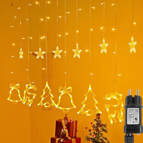 FIVMEN Weihnachtsdeko Lichterkette Lichtervorhang 138 LED Sterne Weihnachtsmuster Lichterketten Vorhang 8 Modi mit Stecker IP44 Wasserdicht Weihnachtsbeleuchtung für Außen Innen FIVMEN Weihnachtsdeko Lichterkette Lichtervorhang 138 LED Sterne Weihnachtsmuster Lichterketten Vorhang 8 Modi mit Stecker IP44 Wasserdicht Weihnachtsbeleuchtung für Außen Innen von FIVMEN