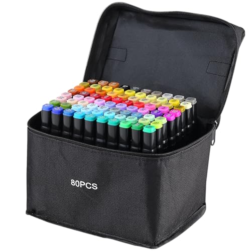 FIVOVO 80 Farben Alkohol Stifte Set, Doppelseitige Permanentmarker mit Zwei Spitzen, Filzstift-Set für Kinder, Erwachsene, Künstler, Malen, Zeichnen, Skizzieren FIVOVO 80 Farben Alkohol Stifte Set, Doppelseitige Permanentmarker mit Zwei Spitzen, Filzstift-Set für Kinder, Erwachsene, Künstler, Malen, Zeichnen, Skizzieren von FIVOVO