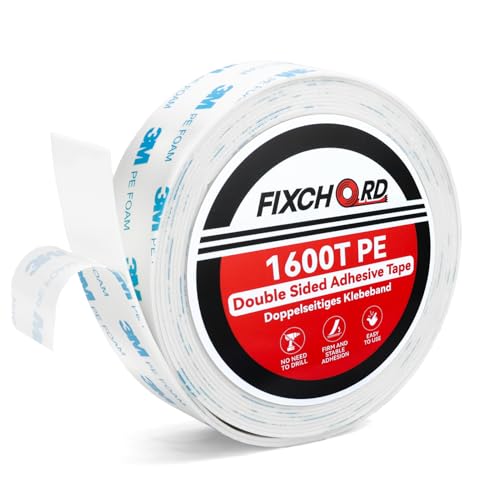 FIXCHORD 3M 1600T PE Doppelseitiges Klebeband Extra Stark, Doppelklebeband, Montageklebeband, Wasserdichtes Starkes Klebeband für Innen- und, Befestigung von Gegenständen, Bildern 3m*30mm von FIXCHORD