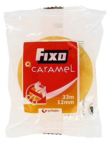 FIXO Caramel 75003000 Klebeband, transparent, 33 x 12 mm, hohe Widerstandsfähigkeit, leicht zu schneiden von Fixo