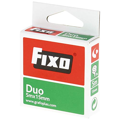 FIXO Duo 75600300 doppelseitiges Klebeband, 15 mm x 5 m, säure- und ligninfrei, perfekt für Bastelarbeiten mit EVA-Gummi und Scrapbooking von Fixo