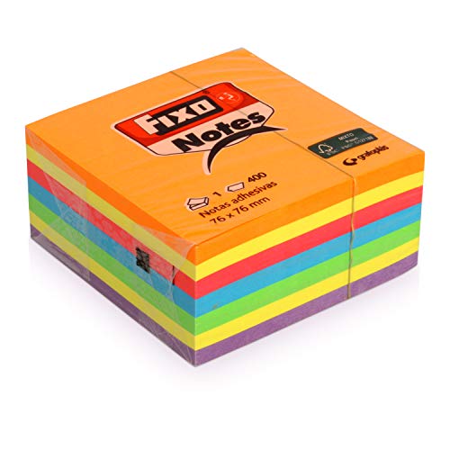 Fixo Haftnotizen 76 x 76 Fluor, Würfel/Taco 4 Farben von Fixo