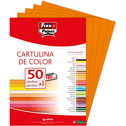 Fixo Paper 11120352 – Packung A3 – 50 Stück, Orange, 180 g von Fixo