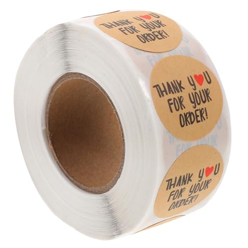FIXOSHEE 1 Rolle Rollende Kraftpapier Aufkleber mit Thank You Selbstklebende Etiketten für Backwaren und Verpackungen für Partytüten und Deko von FIXOSHEE