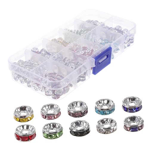 FIXOSHEE 1 Schachtel Bunte Eisen strass Spacer Perlen für DIY Schmuckherstellung Langlebige Schmuckperlen mit Glatter Oberfläche zum Auffädeln von Armbändern und Halsketten Charmante von FIXOSHEE