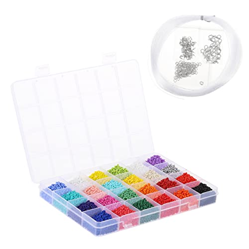 FIXOSHEE 1 Schachtel Bunte Glasperlen Lose Perlen für DIY Schmuckherstellung Fächer Box Kreative Bastelperlen für Armband Halskette Zubehör von FIXOSHEE