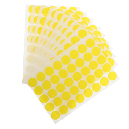 FIXOSHEE 10 Blatt runde Punktaufkleber Kreis Etiketten klebrig Runden Punkte preisschild sortiment gelbe sticker vorratsaufkleber Büropunktaufkleber kleine runde Aufkleber Papier Yellow von FIXOSHEE