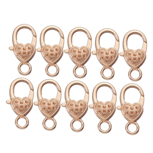 FIXOSHEE 10 Stück Herzförmiger Karabinerverschluss aus Antik Goldfarben Leichter Lobster Clasp für Taschen Schmuck und DIY Halsketten Sicherer Verschluss für Armbänder und Accessoires von FIXOSHEE