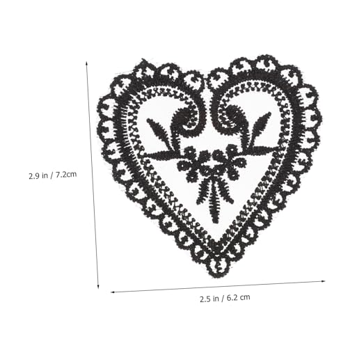 FIXOSHEE 10 Stück Teiliges Bestickte Herz aufnäher aus Schwarzer Organzaspitze Vielseitige Kleidungspatches zum Aufnähen und Reparieren DIY Zubehör für Kleidung Taschen Schuhe Kreative von FIXOSHEE