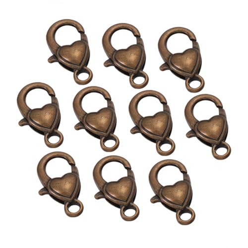 FIXOSHEE 10 Stück Teiliges Bronze Legierungs Lobster Verschlüsse mit Herzmotiv Langlebige Karabiner für DIY Schmuck Schlüsselanhänger Armbänder Halsketten und Taschenzubehör FIXOSHEE 10 Stück Teiliges Bronze Legierungs Lobster Verschlüsse mit Herzmotiv Langlebige Karabiner für DIY Schmuck Schlüsselanhänger Armbänder Halsketten und Taschenzubehör von FIXOSHEE
