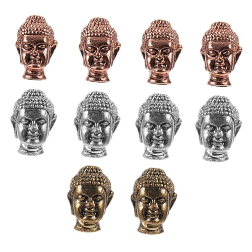 FIXOSHEE 10 Stück Teiliges Buddha Kopf Spacer Perlen Langlebige Schmuckzubehör für DIY Armbänder Einzigartige Vintage Buddha Design Charms Leicht und Tragbar für Kreative Zufällige Farbe von FIXOSHEE