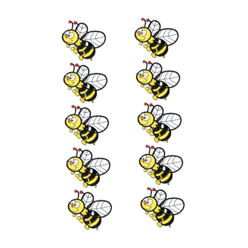 FIXOSHEE 10 Stück Teiliges Bügelaufnäher Bienen motiv Bestickt zum Aufbügeln und Annähen Dekorative Stoffpatches für Kleidung Jeans Taschen Hüte und DIY bastelprojekte von FIXOSHEE