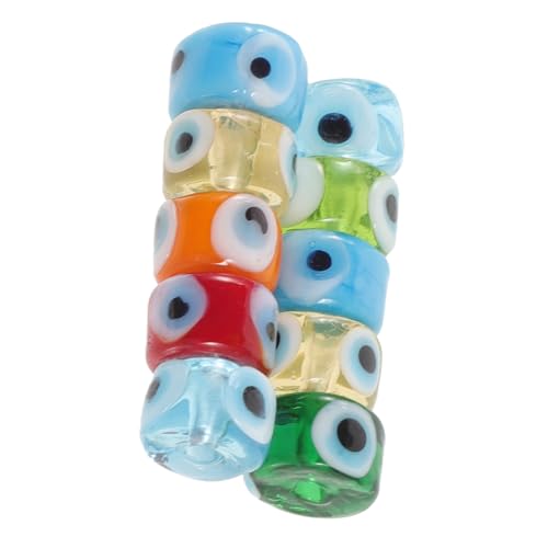 FIXOSHEE 10 Stück Teiliges Bunte Evil Eye Glasperlen mit Großem Flache Runde Lampwork Perlen für DIY Schmuckherstellung Armband Halskette Basteln Vielseitige Handwerksperlen von FIXOSHEE