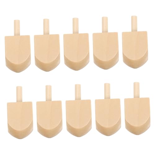 FIXOSHEE 10 Stück Teiliges Holz Dreidel Naturbelassen Unbemalt mit Stiel Höhe für Chanukka Party Bastelprojekte Familienaktivitäten DIY Holzrohlinge und Holzdeko zum Bemalen und Schnitzen von FIXOSHEE