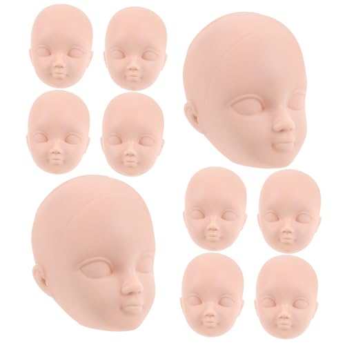 FIXOSHEE 10 Stück Teiliges Kunststoff Puppenköpfe zum Schminken Üben Doll Heads aus Robustem Kunststoff für DIY Puppenhaus Bastelmaterial Leichte und Sichere Puppen Köpfchen zum Anmalen von FIXOSHEE