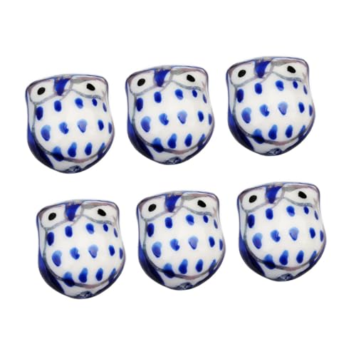 FIXOSHEE 10 Stück Teiliges Lose Keramikperlen in Eulenform DIY Schmuckperlen mit Glatter Oberfläche Handgefertigte Ornamente für Armband Halskette Bastelzubehör in Dunkelblau von FIXOSHEE