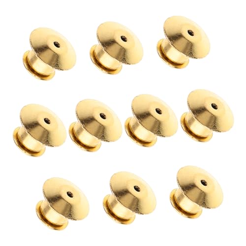 FIXOSHEE 10 Stück Teiliges Metall Verschluss Pin Rückseiten Flach Goldfarbene Sicherheitsnadeln mit Verriegelungsfunktion Langlebig und Vielseitig für Broschen Anstecknadeln Basteln von FIXOSHEE