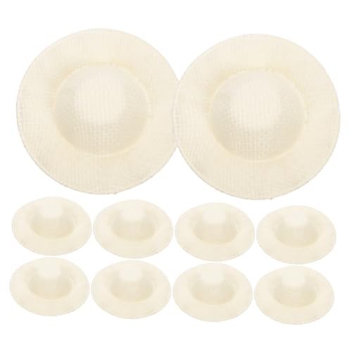 FIXOSHEE 10 Stück Teiliges Mini Strohhut Puppenzubehör Handgefertigte Natürliche Bastel hutdekoration für DIY Puppenkostüme und Miniaturspielzeug Beiger Puppenhut für kreative Aktivitäten von FIXOSHEE