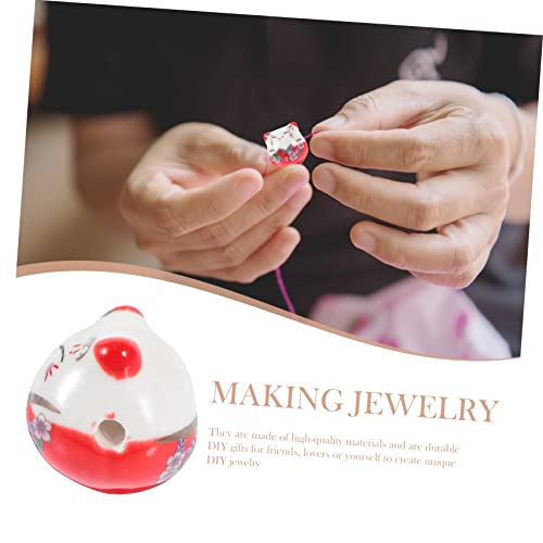 FIXOSHEE 10 Stück Teiliges Rote Keramische Katzenperlen Langlebige DIY Schmuckperlen für Armbänder und Anhänger Verschleißfest für Bastelfreunde und Schmuckherstellung von FIXOSHEE
