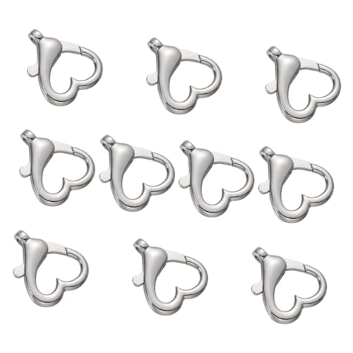 FIXOSHEE 10 Stück Teiliges Silberfarbene Herzförmige Karabiner Schnallen für Taschen Koffer DIY Zubehör Leicht und Langlebig aus Zinklegierung für Handgemachte Schlüsselanhänger und von FIXOSHEE