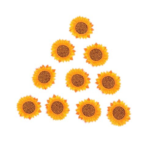 FIXOSHEE 10 Stück Teiliges Sonnenblumen Stickerei Aufnäher Umweltfreundlich Strapazierfähig Dekorativ für Kleidung Taschen Schuhe Hüte zum Aufnähen und Basteln von FIXOSHEE