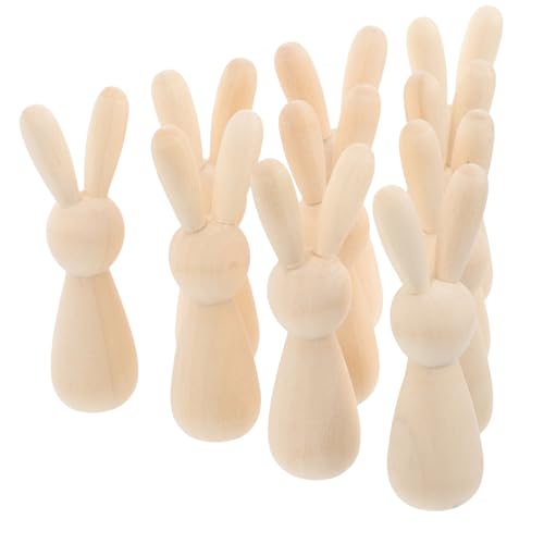 FIXOSHEE 10 Stück Teiliges Unbemalte Holz Peg Hasenfiguren Glatte Oberfläche Leichte DIY Bastelpuppen zum Bemalen Handliche Kreative Holzdekoration für Erwachsene FIXOSHEE 10 Stück Teiliges Unbemalte Holz Peg Hasenfiguren Glatte Oberfläche Leichte DIY Bastelpuppen zum Bemalen Handliche Kreative Holzdekoration für Erwachsene von FIXOSHEE