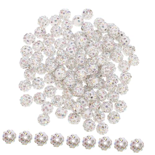 FIXOSHEE 100 Stück Ab Farbige Spacer Beads mit Strasssteinen Kleine Perlen für Armband Schmuckherstellung DIY Bastelperlen für Armband Charms und Dekoration Vielseitig für Schmuck und von FIXOSHEE