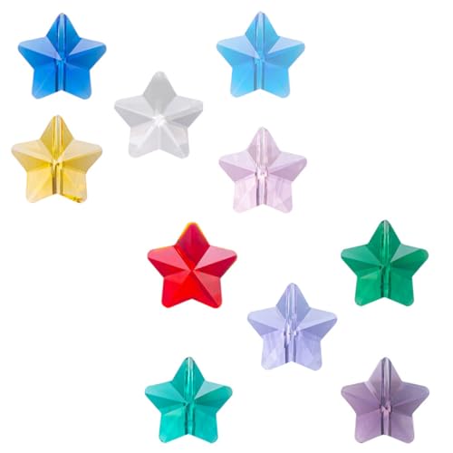 FIXOSHEE 100 Stück Bunte Kristall Glasperlen Sternform Schmuck Bastelperlen DIY Zubehör für Halsketten Armbänder Kreative Schmuckherstellung von FIXOSHEE