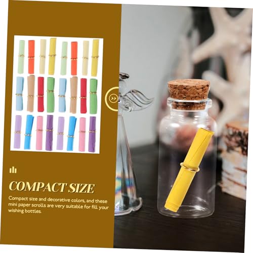 FIXOSHEE 100 Stück Bunte Mini Papierrollen zum Beschriften Dekorative Wunschzettel aus Dickem Papier für DIY Glücksflaschen Vielseitige Mini Schriftrollen für Botschaften und Bastelideen von FIXOSHEE