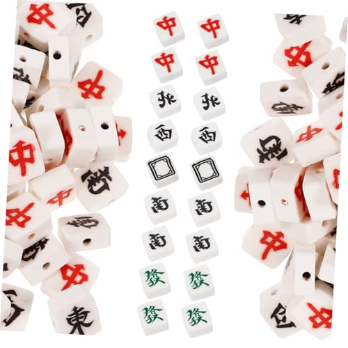 FIXOSHEE 100 Stück DIY Polymer Mahjong Perlen zum Auffädeln Leichte Lose Spacer Beads für Schmuckherstellung Bunte Charms für Armbänder und Halsketten Robust und Langlebig von FIXOSHEE