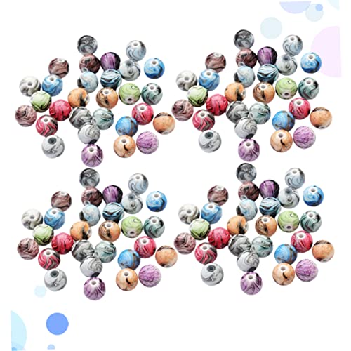 FIXOSHEE 100 Stück DIY Resin Perlen Mixfarbig Runde Lose Schmuckperlen für Armbänder Ketten Bastelperlen Vintage Tintenmalerei Spacer Perlen für Schmuck Selber Machen von FIXOSHEE