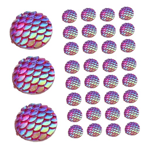 FIXOSHEE 100 Stück Flache Resin Strasssteine Fischschuppen Optik Ab beschichtet Hitzebeständig DIY Schmuck Basteln Kleidung Schuhe Dekoration Zubehör von FIXOSHEE