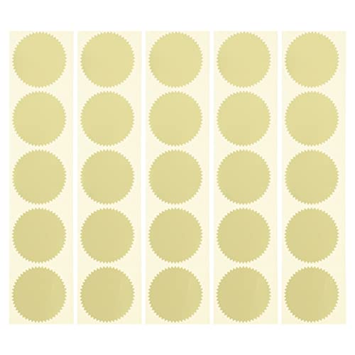 FIXOSHEE 100 Stück Goldene Stempelaufkleber Zahnradform Selbstklebende Papieretiketten für Umschläge Diy Dichtungsaufkleber für Zertifikate und Auszeichnungen von FIXOSHEE