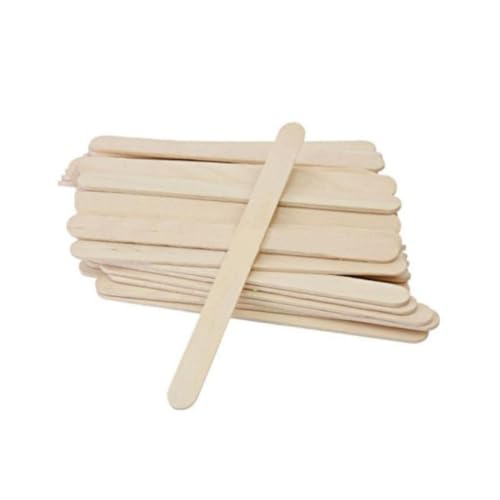 FIXOSHEE 100 Stück Natürliche Holzstäbchen Glatte Eisstiele Bastelstäbe für DIY Kinderprojekte Umweltfreundlich Geruchlos für Schule Party und Bastelgruppen von FIXOSHEE