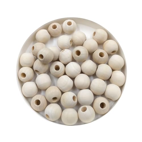 FIXOSHEE 100 Stück Naturfarbene Holzperlen mit Polierte Holzspacer Perlen für DIY Schmuck Bastelprojekte und Frühförderungsspielzeug Natürliche Holzperlen für Armbänder und Dekoration von FIXOSHEE