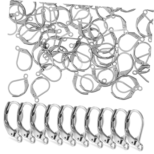 FIXOSHEE 100 Stück Ohrhaken mit Klappverschluss Rostfrei Nickelfrei Großer Öffnungswinkel für DIY Ohrringe Schmuckherstellung für Bastler und Schmuckliebhaber von FIXOSHEE