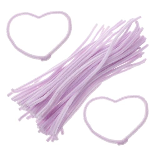 FIXOSHEE 100 Stück Plüschstäbe zum Basteln Biegsame Plüschstifte aus Draht und Plüsch Flexible DIY Bastelmaterialien für Helllila für Handwerk und Frühe von FIXOSHEE