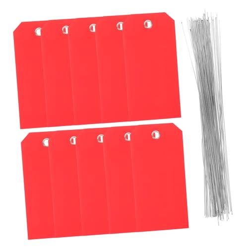 FIXOSHEE 100 Stück Rote PVC Versandetiketten mit Drahtanhänger Beschreibbar Reißfest Wiederverwendbar für Koffer Reisegepäck Taschenanhänger zur Einfachen Identifikation von FIXOSHEE