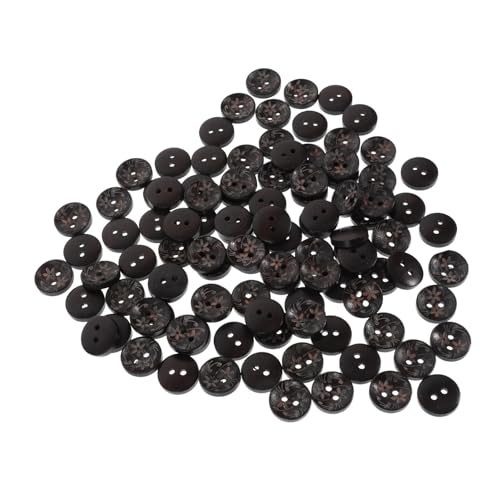 FIXOSHEE 100 Stück Schwarze Holzknöpfe zum Nähen Glatte Oberfläche Langlebige DIY Trachtenknöpfe für Kleidung Basteln Scrapbooking und Kinderbekleidung Leicht und Einfach Anzunähen von FIXOSHEE