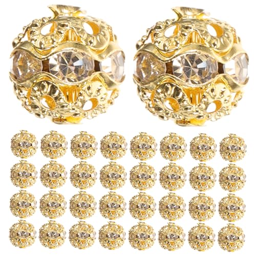 FIXOSHEE 100 Stück Strass Spacer Perlen für Schmuckherstellung Inlay Runde Bastelperlen für Armbänder und Halsketten DIY Schmuckzubehör Großpackung für Erwachsene von FIXOSHEE