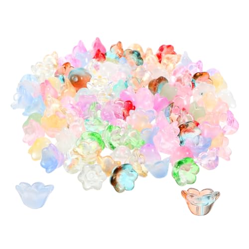 FIXOSHEE 100 Stück Teiliges Glasperlen Blumenanhänger Glockenblumen für DIY Schmuckherstellung Armbänder Halsketten Ohrringe Bastelperlen zum Auffädeln und Basteln von FIXOSHEE