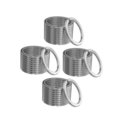 FIXOSHEE 100 Stück Teiliges Metall Schlüsselringe Rund Flach Design Ersatz Schlüsselanhänger Ringe Robust für Auto Büro Haushalt DIY Basteln und Anhänger Befestigung von FIXOSHEE