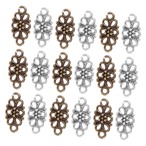 FIXOSHEE 100 Stück Teiliges Retro Blumen Anhänger Connectoren Vintage Schmuckverbinder aus Bronze und Silber mit Mehreren Löchern für DIY Halsketten und Armbänder Kreative FIXOSHEE 100 Stück Teiliges Retro Blumen Anhänger Connectoren Vintage Schmuckverbinder aus Bronze und Silber mit Mehreren Löchern für DIY Halsketten und Armbänder Kreative von FIXOSHEE
