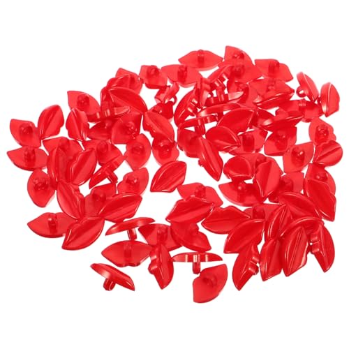 FIXOSHEE 100 Stück Teiliges Rote Kunststoffknöpfe in Lippenform Dekorative Nähzubehör für Puppenkleidung Vielseitige DIY Bastelknöpfe für Kleidung Hüte Gürtel und Pullover von FIXOSHEE