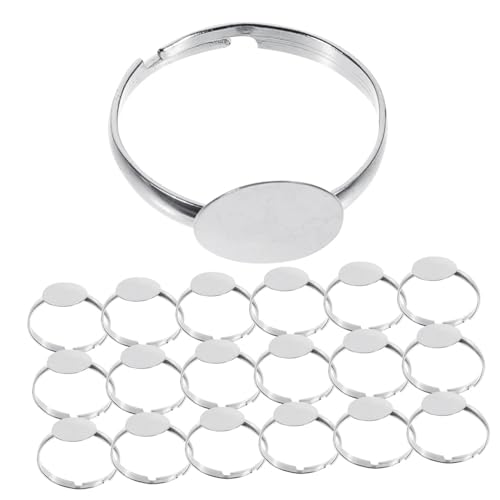 FIXOSHEE 100 Stück Verstellbare Ringrohlinge Schmuckzubehör Basteln Ringbasis aus Langlebiger Legierung für DIY Ringe Finger Ring Bezel Blanks zum Individuellen Gestalten von FIXOSHEE