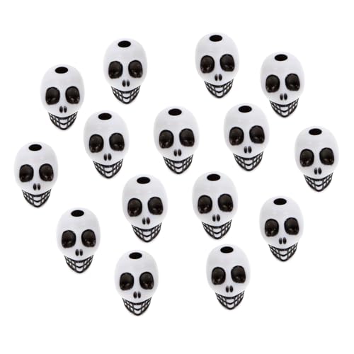 FIXOSHEE 100 Stück Weiße Acryl Schädel Perlen Runde Spacer Charms Schmuckperlen zum Auffädeln DIY Basteln Armbänder Halsketten Kreative Dekoration von FIXOSHEE